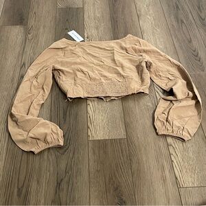 Kendall & Kylie Long Sleeve Brown Crop Top NEW